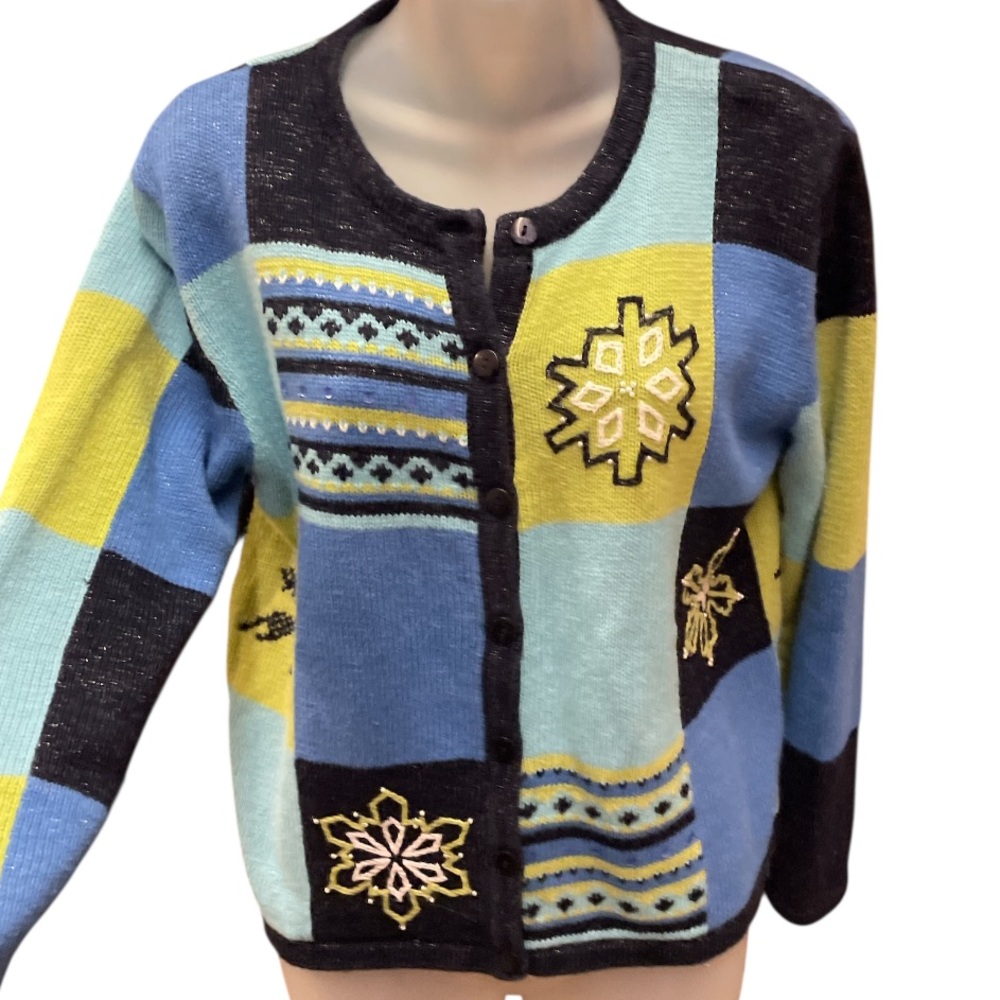 Christopher Banks button up cardigan Snow flake grandma core  medium